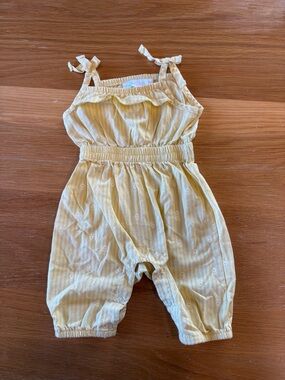 Rachel Zoe 0-3M Yellow Striped Cotton Romper